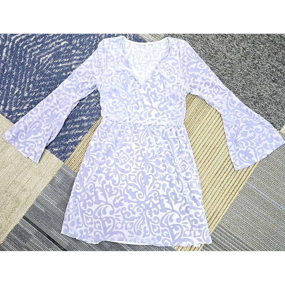 Women's Charlotte Russe Blue Long Bell Sleeve V-Neck Micro Dress Size L